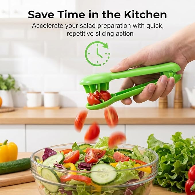 Grape Cutter Slicer, 2026 New Grape Cutter Tool, Grape Tomato Cherry Strawberry Cutter Tools Into 4 Pieces for Vegetable Fruit Salad, Quarter Grape Slicer Kitchen Gadget (2PC)