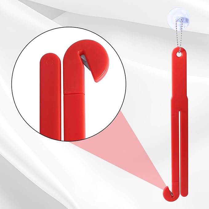 6pcs Food Bag Opener Cutter with Stainless Steel Blade, Plastic Food Pouch Squeezer with Easy Hanging Chain & Suction Cup for Bag Opening Home Restaurant Kitchen Tool (Red)