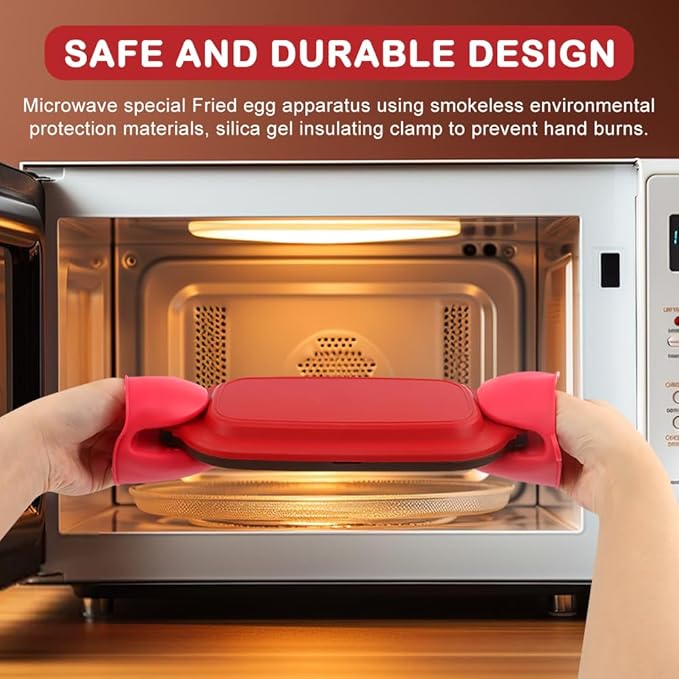 Quick-Heat Microwave Egg Cooker & Poacher, Non-Stick 2 Eggs Maker for Breakfast Sandwiches, Portable Multi-use Egg Fryer for Home,Travel,Gifts, Dishwasher-Safe, Save Time