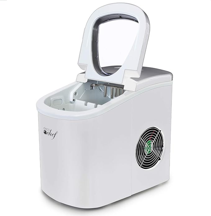 Deco Rapid Portable Automatic Electric Countertop Ice Maker - 6 Great Colors Compact Top Load 26 Lbs. Per Day Great for Party Hosting Never Run Out of Ice Again, Self Cleaning (White)