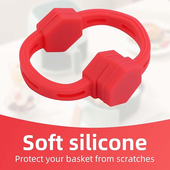 2 Sets Air Fryer Magnet Silicone Buckle, Air Fryer Magnets for Parchment Paper Liners Silicone Magnetic Buckle Prevent Paper Burning Kitchen Accessories (Red)