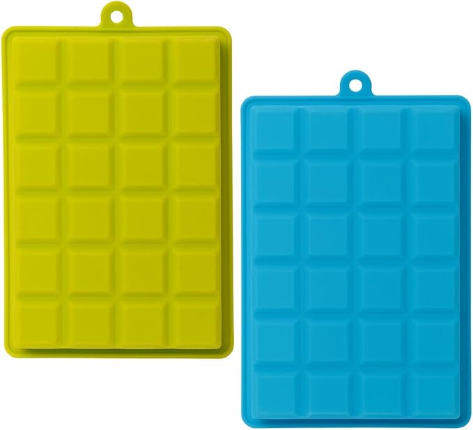 AYI&AYEE Silicone Ice Cube Trays with Lids - 2 Pack - 24 Cavities 1 inch (1.2 tbsp / 20ml / 0.6 fl oz) Square Ice Cubes Baking Molds - BPA free - Easy Release - for Juice, Baby Food, Chocolate & More