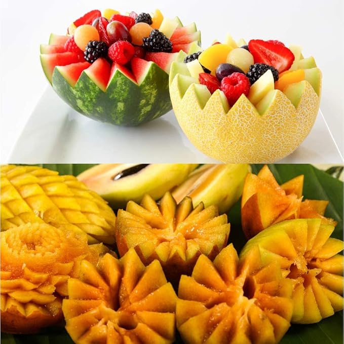 2PCS Melon Baller Scoop, Stainless Steel Double-Headed Fruit Baller Spoon and Fruit Carving Cuter, DIY Watermelon Cantaloupe Ice Cream Tool for Party Decoration