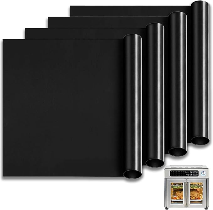 Oven Liners for Bottom of Oven,12"x12" Reusable Non-Stick Heat Resistant Toaster Liners Toaster Mat for Ninja Foodi,Cuisinart,Emeril Lagasse Extra Large 26 QT French Door Air Fryer Oven,4 Pack