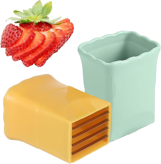 2PCS Fruit Slicer Cup: Strawberry Slicer, Speed Cutter for Banana Grape Egg Rapid & Safe Slicing Kitchen Gadget