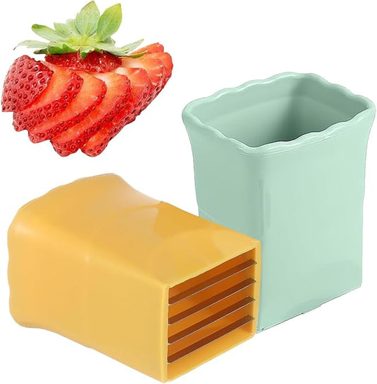 2PCS Fruit Slicer Cup: Strawberry Slicer, Speed Cutter for Banana Grape Egg Rapid & Safe Slicing Kitchen Gadget