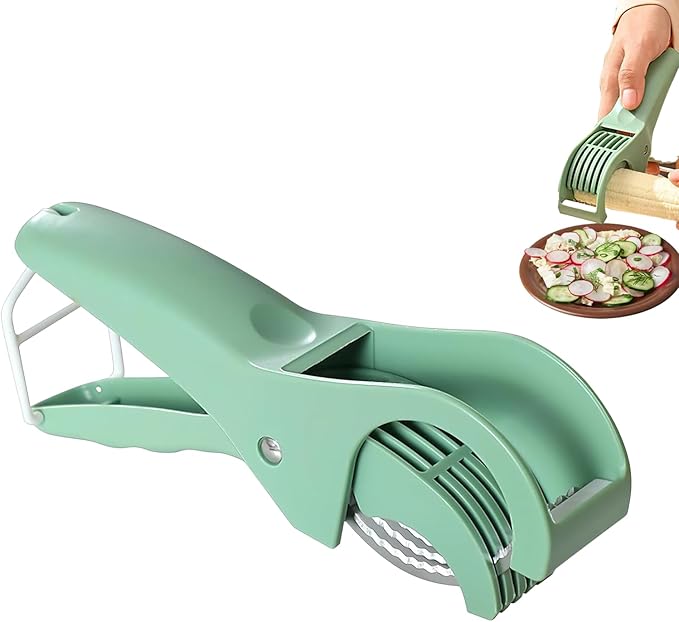 Food Manual Slicer,Grape Cutter,Multifunctional Banana Slicer And Vegetable Cutter,Stainless Steel Slicers Cutter With Abs Handle,For Banana Sausages,Cucumbers,Strawberries,Grape(Green)