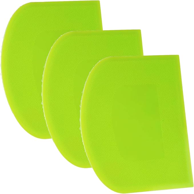 SURDOCA Dough Scraper Bench Scraper - 3P 11.8x7.3" Plastic Flexible Bowl Scraper, Sharp Edge & Angles Cake Scraper. Non-Slip Bakeware Decorating Tools Sculpting & Modeling Tools - Pure Green