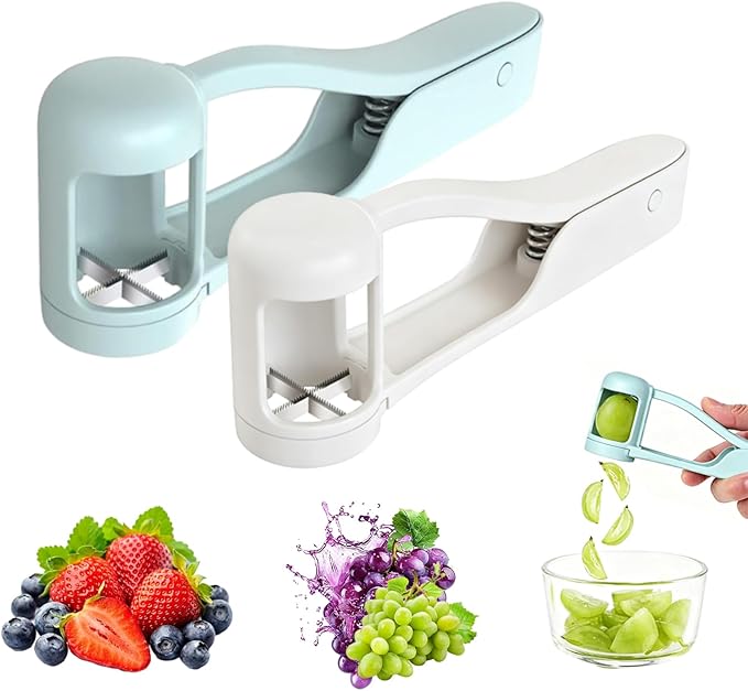 Grape and Cherry Tomato Cutter, Fruit Slicer Handheld, One Second Fruit Slicer for Cherry Tomatoes, Ideal for Grapes, Cherry Tomatoes, Strawberries, Blueberries, And Small Fruits (E)