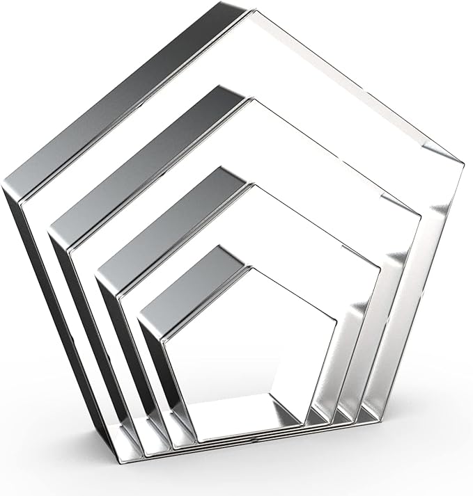 Pentagon Cookie Cutter Set Large - 5 Inch, 4 Inch, 3 Inch, 2 Inch - Geometric Polygon Frame Plaque Cookie Cutters Shapes Molds - Stainless Steel