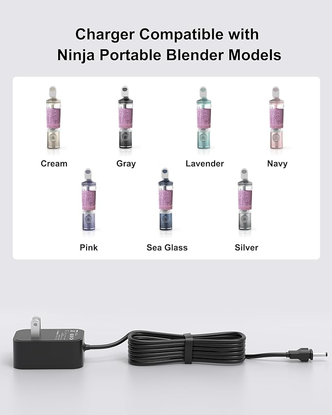Charger for Ninja Blast Max Portable Blender, Charging Cord Compatible with Ninja Blast Max BC251 Portable Blender, Personal Smoothies, BC251