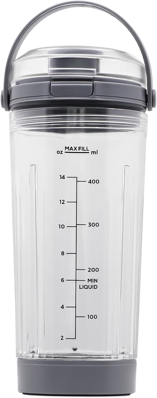 18 oz Vessel Replacement Compatible with Ninja Blast Portable Blender, Replacement 18oz Cup with Sip Lid & Bottom Cap for Ninja Portable Blenders BC151BK BC151NV BC151WH BC151CR BC151EM, PC,Grey
