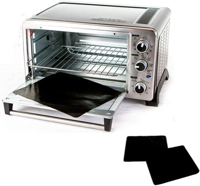 TWO-PACK 100% Non-Stick 11" Toaster Oven Liner. Finally, Prevent Spillovers, Gunk & Odors! Great Teflon Liner for Toaster Ovens, Dishwasher Safe, Best Toaster Oven Accessories