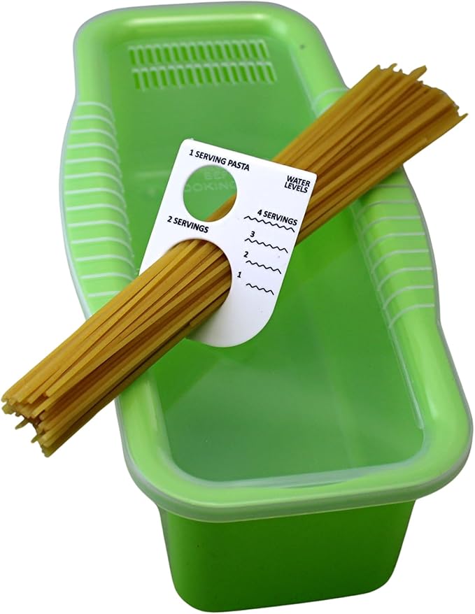 Microwave Pasta Cooker with Built-In Portion Tool, BPA-Free Microwave Pasta Maker for Spaghetti, Ramen & Vegetables, Dishwasher Safe