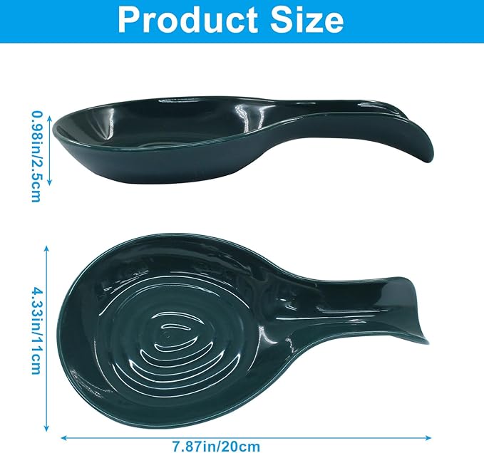 Dark Green Plastic Spoon Rest Set, Serving Spoon holder for Stove Top, Kitchen Utensil Rack for Tongs, Spatulas(4Pcs)