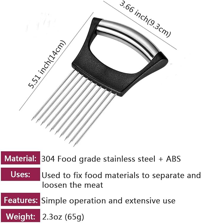Onion Cut Tomato Slicer Lemon Handy Kitchen Slicing Tool With 10 Even Prongs For Onion Lemon Potato Tomato Slices And Can Be Used To Assist In Cutting Fish, Meat Or Loosen Meat (Black)