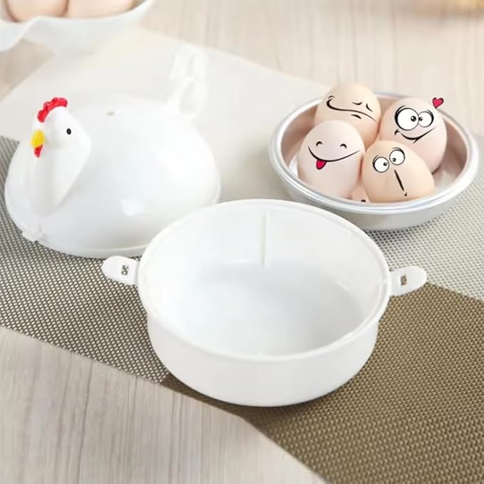Chicken Shaped Microwave Egg Boiler, Microwave Eggs Poacher, Cooker Boiler Steamer Gadgets for Hard Boiled Egg, Poacher Boiler Cooker for Home Kitchen Restaurants