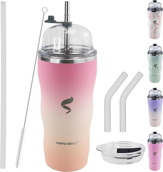20Oz Insulated Tumbler With Straw And Lid,Stainless Steel Coffee Cup, Double Wall Vacuum Travel Mug,Spill proof Iced Coffee Tumbler, Mom tumbler, Pink Mesa Sunset