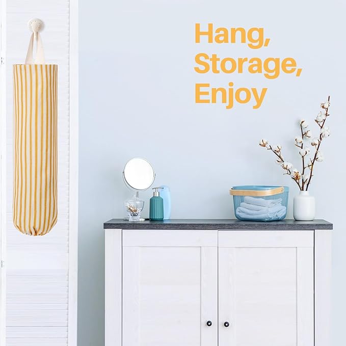 TOGETRUE Plastic Bag Holder, Wall Mount Grocery Bag Holder, Reusable Trash Bags Organizer for Home Kitchen Pantry Decor (Yellow)