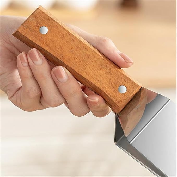 Triangle Watermelon Cutter – Stainless Steel Watermelon Slicer with Wooden Handle – Multi-Function Fruit Cutter Tool – Ideal for Watermelon, Pineapple, and Other Summer Fruits (4pcs)