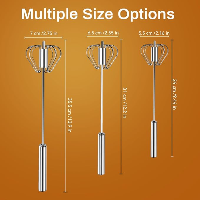 Stainless Steel Semi-Automatic Whisk, 2026 New Stainless Steel Egg Whisk Hand Push Rotary Whisk Blender, Hand Push Mixer Stirrer Tool for Cooking Kitchen Home Egg Milk (10in)