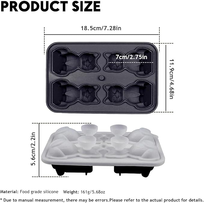 4 Cavities 3D Cat Ice Cube Molds, Black Silicone Ice Cube Tray with Lid, Cute Cat Shape Ice Mold, Large Ice Cube Tray, Food Grade Reusable Ice Trays for Whiskey, Cocktails, Homemade Cold Drinks