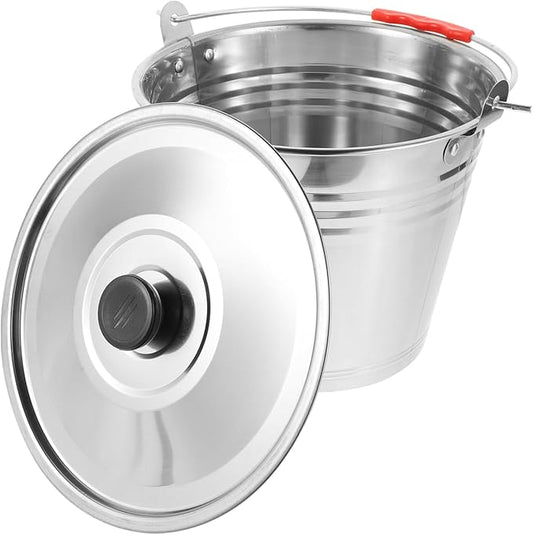 1pc Milk Bucket Multi-Purpose Bucket Multi-Functional Pail Durable Pasture Storage Stainless Steel Round Water Ice with Lid Ranch Milking