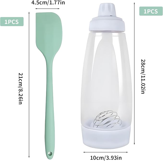Pancake Squeeze Bottle,Pancake Batter Dispenser Bottle,With Whisk Ball And Stand Base,Squeeze Kitchen Pancake Shaker,For Cupcakes, Muffins,Crepes,Kitchen Baking Tool