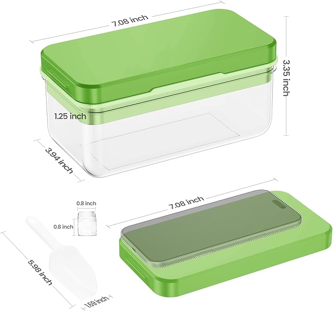 Ice Cube Tray with Lid and Bin, 28 pcs Ice Cubes Molds, Ice Trays for Freezer, Ice Cube Tray Mold, with 1 tray, Ice Freezer Container, Spill-Resistant Removable Lid & Ice Scoop, for Whiskey,Cocktail