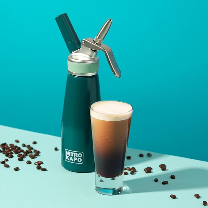 1L Nitro Coffee Maker, Aluminum Nitro Cold Brew Coffee Maker with Special Nitro Diffuser Nozzle & Cold Brew Maker for Making Nitro Cold Brew, 1 Quart/1L, Includes (10) Nitro Cartridges