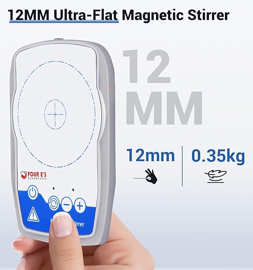 FOUR E'S SCIENTIFIC Ultra-Flat Magnetic Stirrer, Magnetic Stir Plate Mini Lab Stirrers 50-1500 RPM | NO Heating | 100-240 V | Max. Stirring Capacity: 800 mL