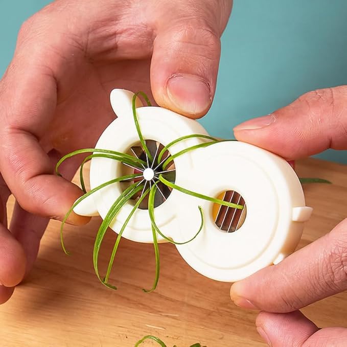 PRETYZOOM Green Onion Shredder 12 Blades Design for Uniform Precise Strips Equipped with 3 Blades Design Slicer for Other Vegetables Dishwasher Safe and Easy to Clean