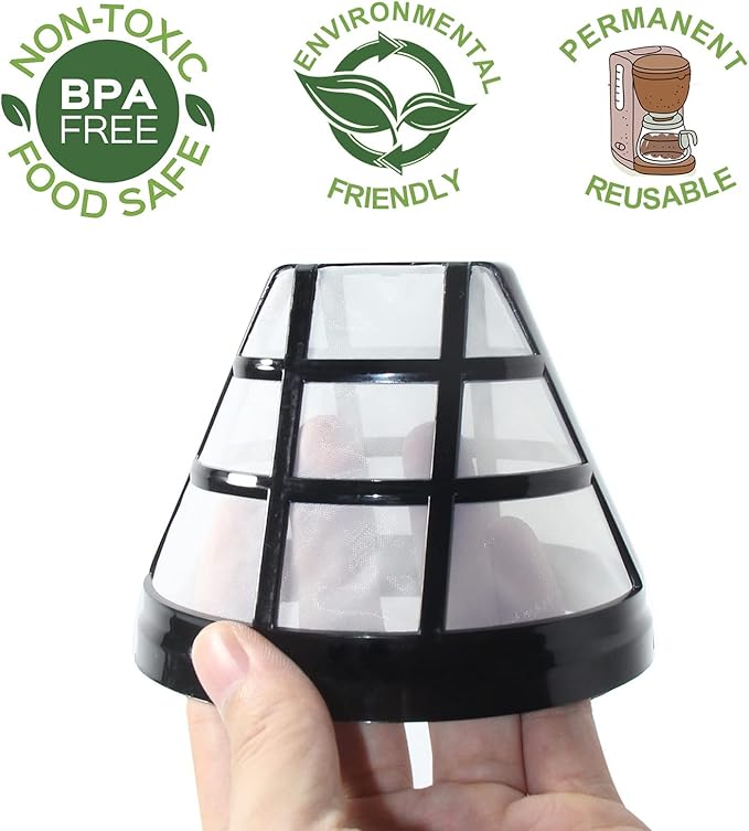 Cestlaive (4-Pack) No.4 Cone Reusable Replacement Coffee Maker Basket Filter Compatible with Cuisinart, Ninja Coffee Bar Brewer Filters, Fit Most 8-12 Cup Basket Drip Coffee Machine, BPA Free