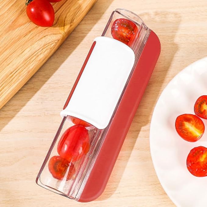 Grape Cutter Tomato Slicer, Multi-Function Small Fruit Cutter Kitchen Accessories Cake Decoration Tool Cherry Slicer(COLOR:red)