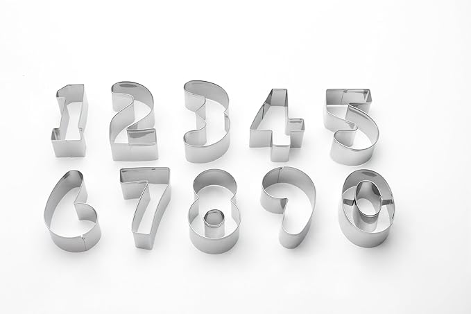 Fox Run 3640 Number Cookie Cutter Set, Stainless Steel, 10-Piece