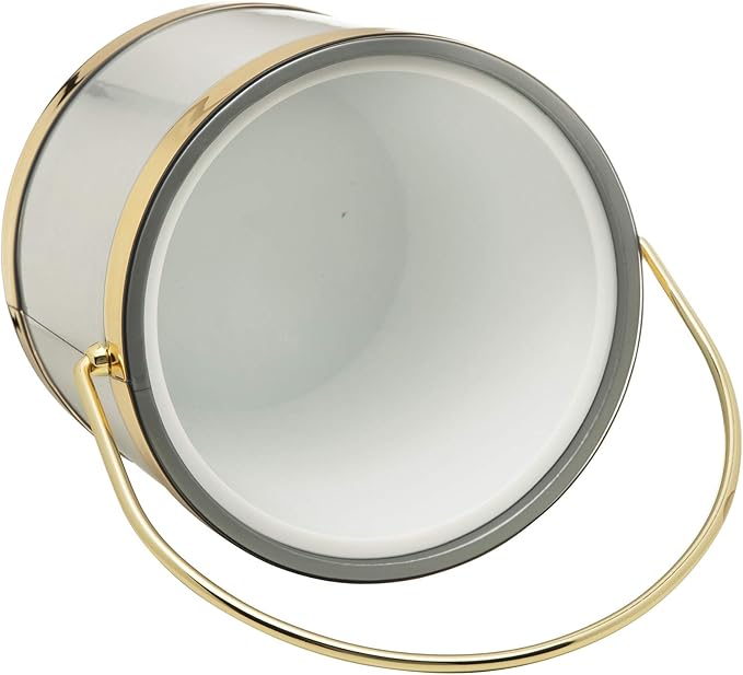 Made In USA Metallic Deco Collection Double Walled Insulated Ice Bucket With Ice Tongs (3-Quart, Silver & Gold)