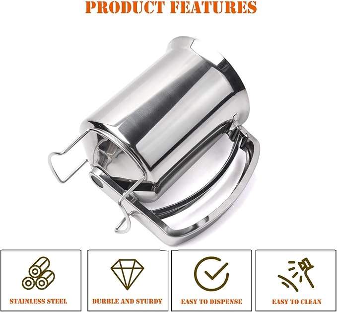 Stainless Steel Pancake Batter Dispenser, Batter Dispenser with Squeeze Handle, Professional Pancake Dispenser for Pancakes, Cupcakes, Muffins and Waffles (800ml)