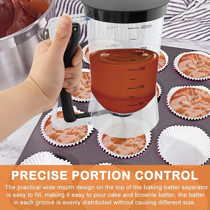 Pancake Batter Dispenser with Oil Brush and Scraper,Cupcake Batter Dispensers with Squeeze Handle for Precise Portion Control,for Perfect Pancakes,Cupcake,Waffle