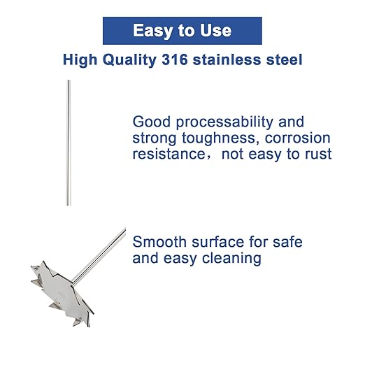 ONiLAB 18900500 316L Stainless Steel Grand Dissolving Stirrer,100mm Stirrer Diameter, 8 mm Shaft Diameter, 600 mm Shaft Length