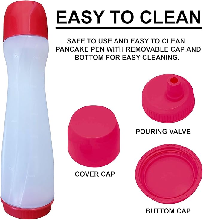Bahoki Essentials Pancake Pen - Easy-Squeeze Batter Dispenser with Drip-Free Silicone Nozzle