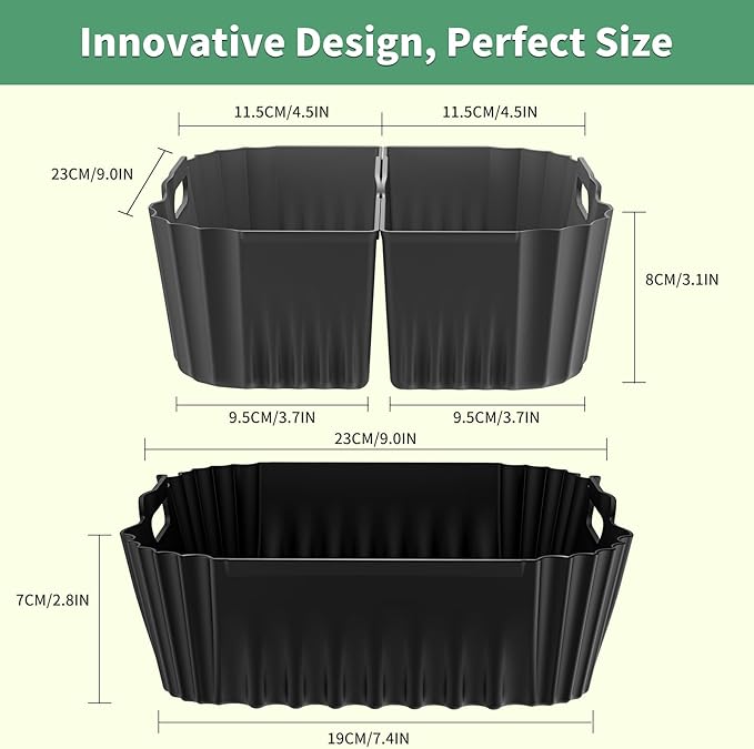 9-Inch Air Fryer Silicone Liners Square for Ninja Air Fryer AF141 AF142 AF181 5-6.5QT, 3 Pack Reusable Silicone Pot Baking Accessories for Cosori 6QT, Instant, Chefman 5QT to 8QT AirFryer