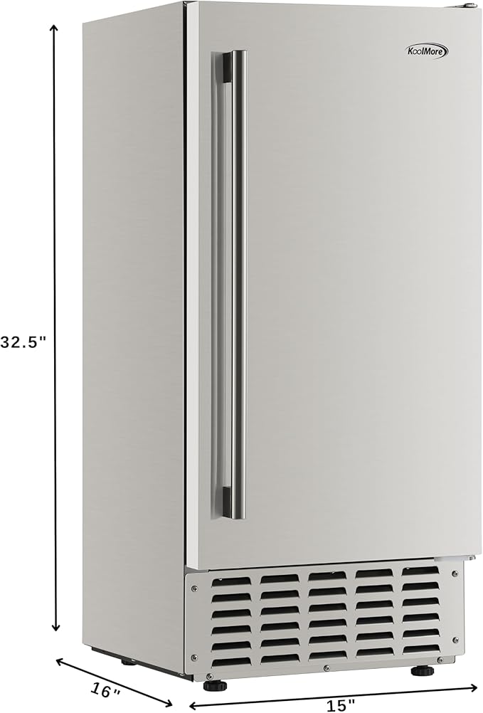 KoolMore 15 in. Built-in Residential Pearl Ice Nugget Maker, 66lb /Day with Drain Pump in Stainless-Steel, ETL Listed (KM-BIM66-NSS)