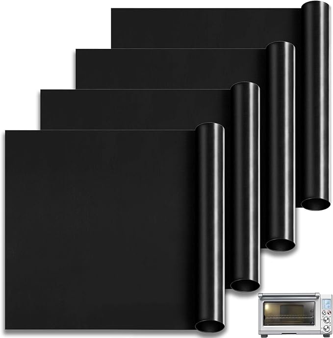 Oven Liners Mat for Bottom of Oven 13.4"x10.8" Rectangle Reusable Fiberglass Heat Resistant Non-Stick Accessories Liners for Breville BOV845BSS Smart Oven Pro Countertop Oven Air Fryer 4 Pack