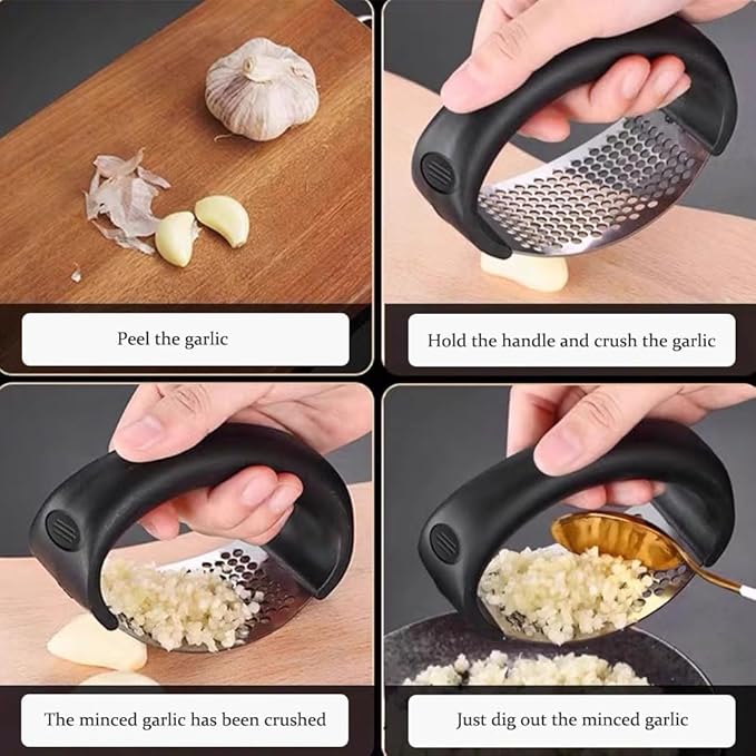 Garlic Press Rocker, Stainless Steel Garlic Mincer Crusher,Easy to Use and Clean,Easy Kitchen Gadget for Effortless Smashing,Kitchen Essentials,Home and Kitchen Utensils Accessories,Cooking