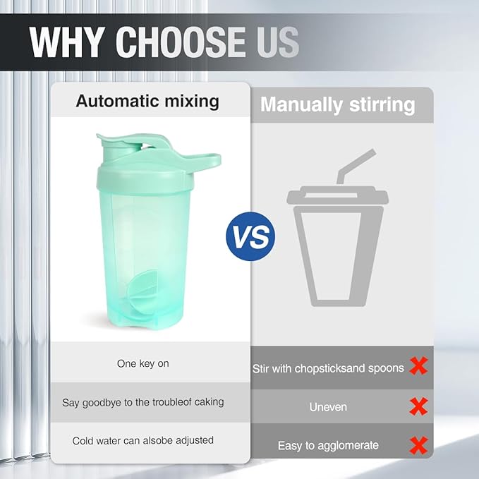 D.Y.A 16oz Shaker Bottle, Leak Proof Sports Shaker for Protein Shakes, Pre Workout & Travel, BPA Free, Green, 16oz/500ml