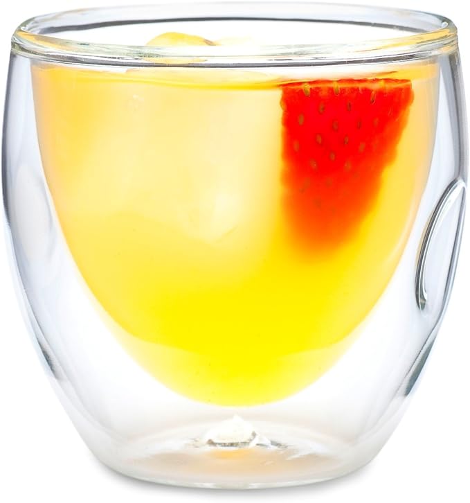 Moderna Artisan Series Double Wall 8 oz Beverage Glasses - Set of 8 Drinking Glasses