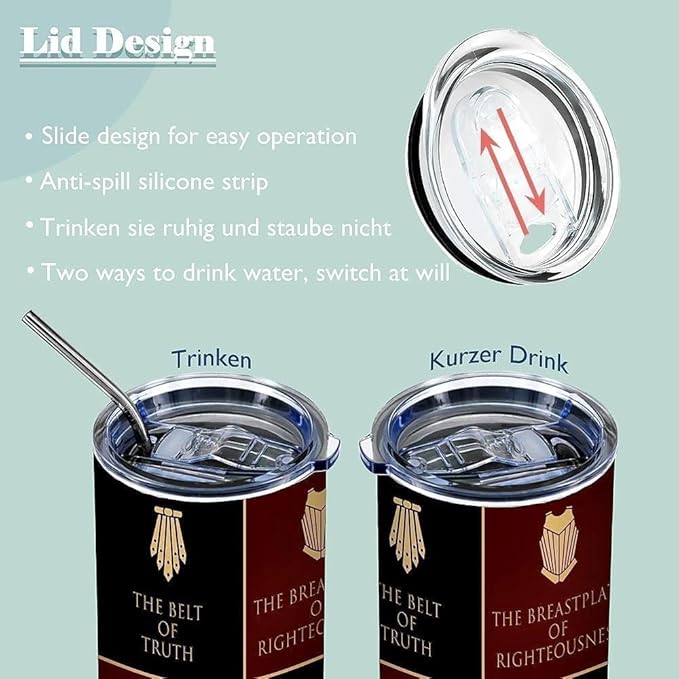 Put The Full Armor Of God,Pastor Appreciation Gifts,20 Oz Insulated Stainless Steel Skinny Iced Coffee Tumbler with Lid,Funny Travel Coffee Mug Cup Water Bottler,Birthday Gift for Men Women Dad,1 Pcs