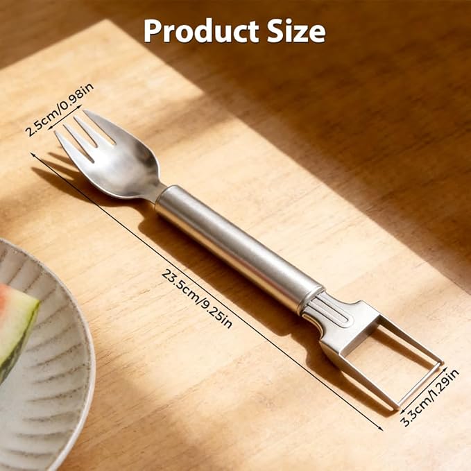 Watermelon Slicer, 2-in-1 Stainless Steel Fruit Cutter and fork,Summer Watermelon Cutter Slicer Tool, Portable Kitchen Gadget for Home Camping Picnics Parties (2)