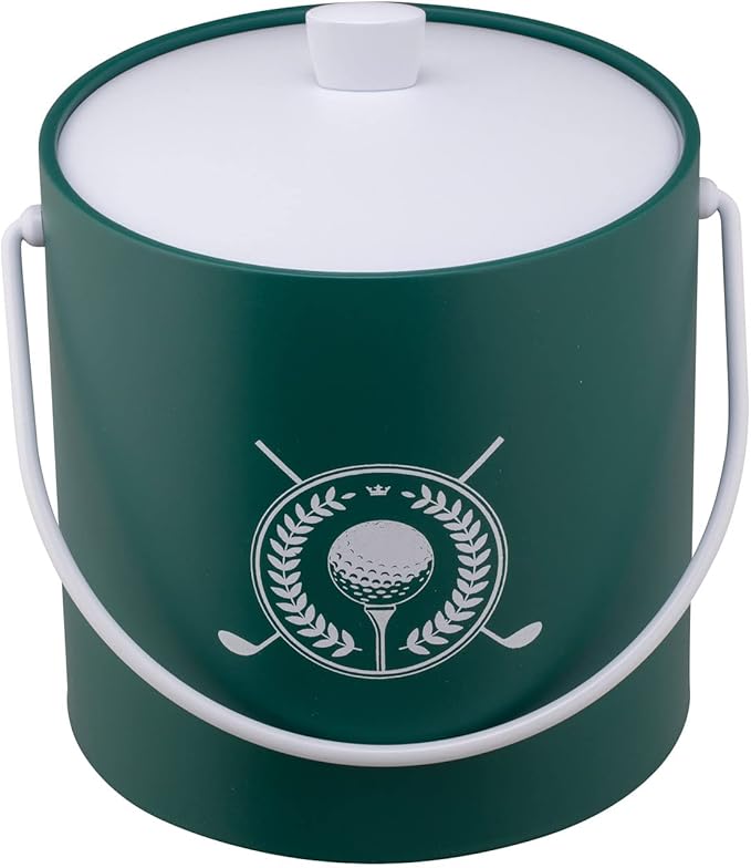 Kraftware Pastimes Collection 3qt Ice Bucket with Acrylic Cover and Bale Handle (Golf, Tropic Green)