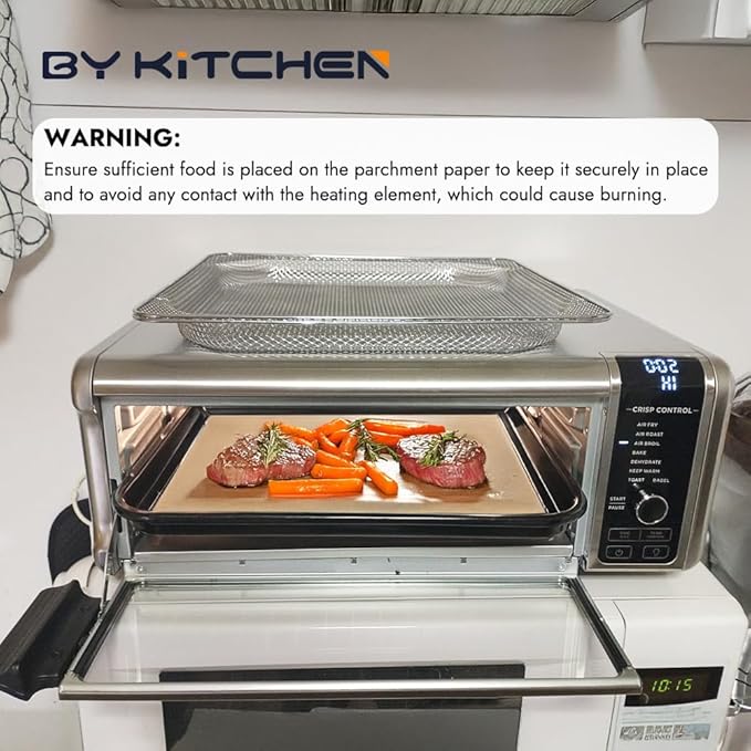 BYKITCHEN 12 Inch Air Fryer Parchment Paper for Ninja Air Fryer SP151 SP351 SP101 SP201 SP301, 120PCS Airfryer Disposable Liners for Ninja Foodi Airfryer Combo, Flip Up Toaster Oven Accessories